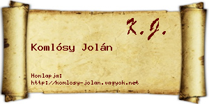 Komlósy Jolán névjegykártya